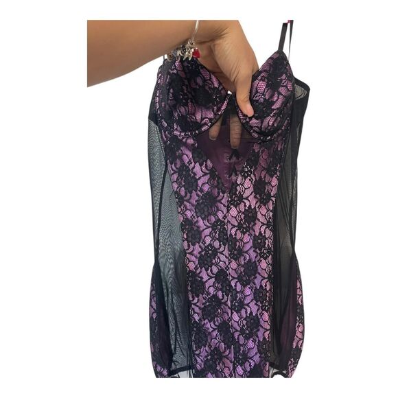 Seduction Purple Lilac/Black Lace-up Back Mesh Corset XL - Picture 2 of 8